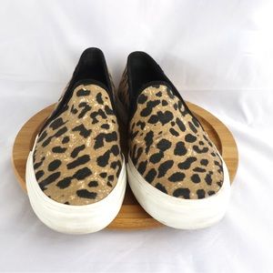 Keds Double Decker Slip On Sneakers Shoes Tan Black Leopard Print Size 8 Women